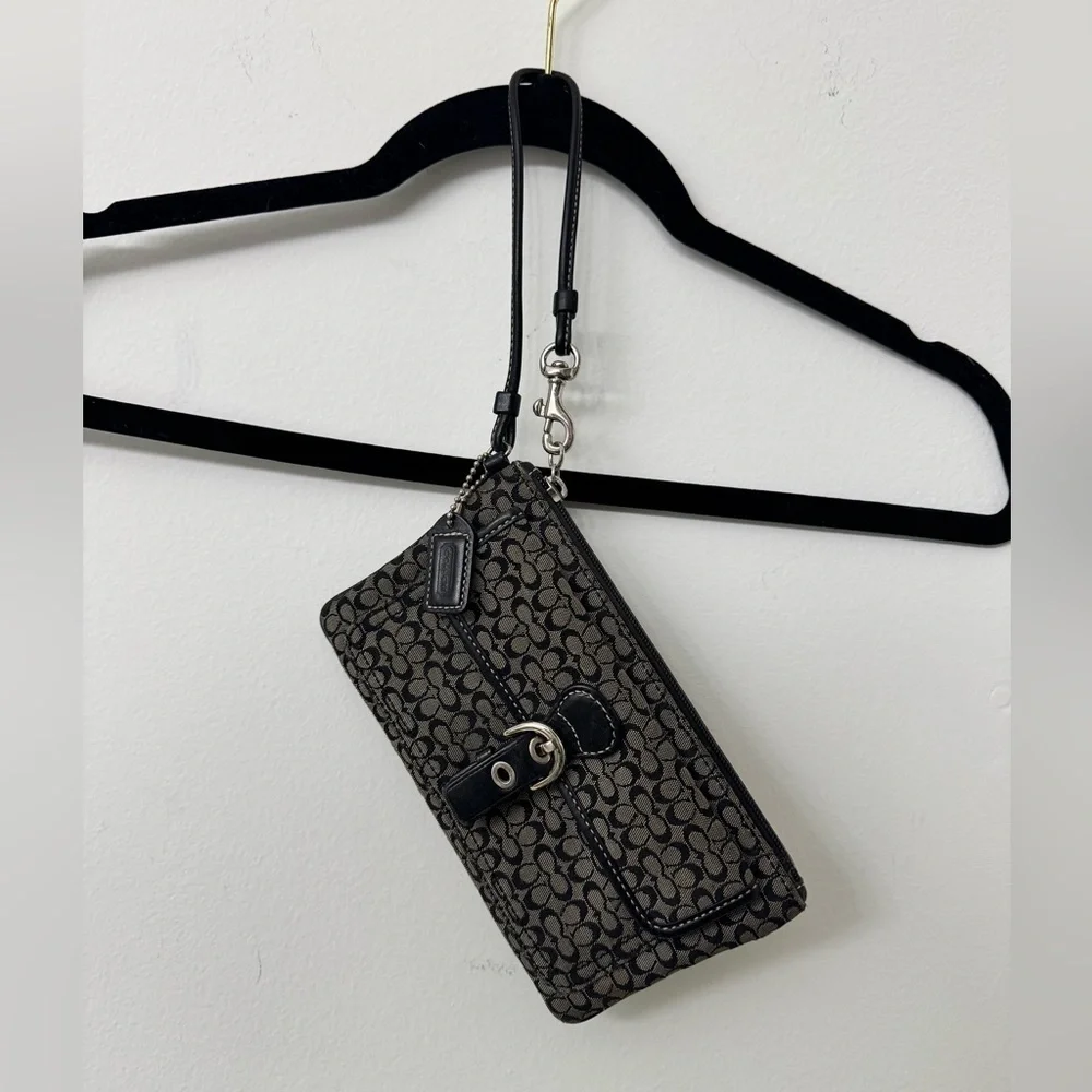 Coach Soho Black Mini Signature Wristlet